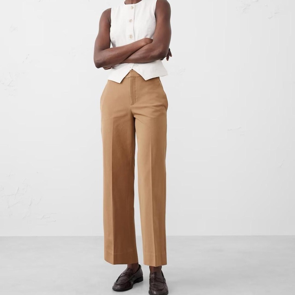 Banana Republic Tan Wide-Leg Trousers High-Waisted